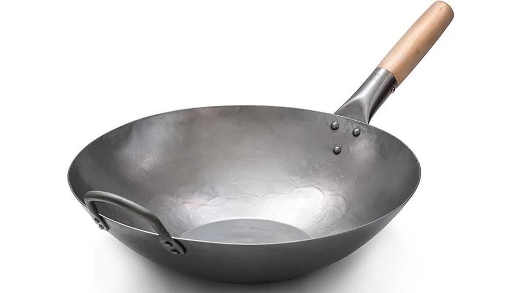 hand hammered carbon steel wok