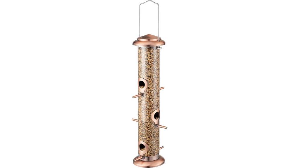 metal bird feeder outdoors