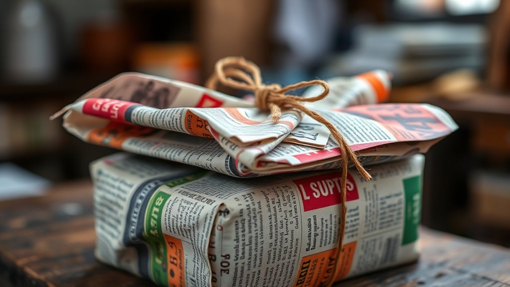 reuse newspapers for gift wrapping
