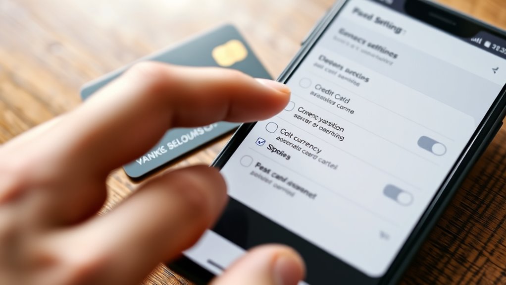 review and adjust card settings