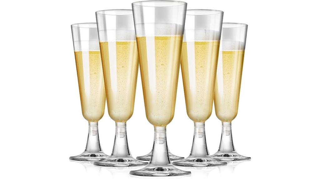 100 disposable plastic champagne flutes