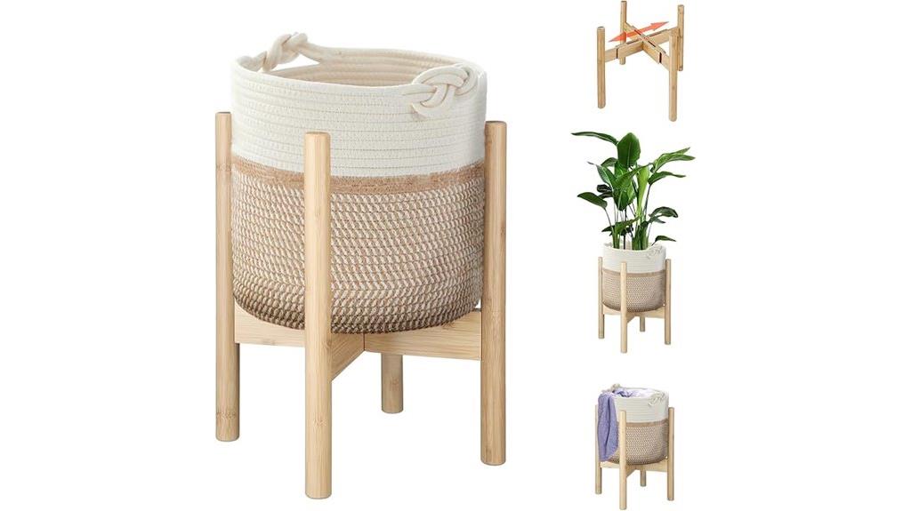 adjustable rattan plant stand