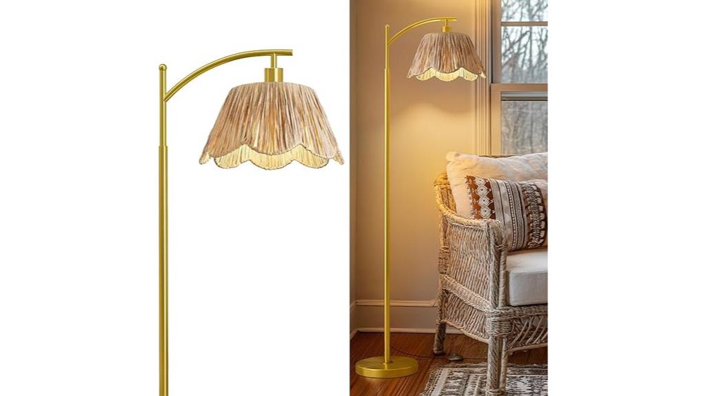 arc lamp with wicker shade