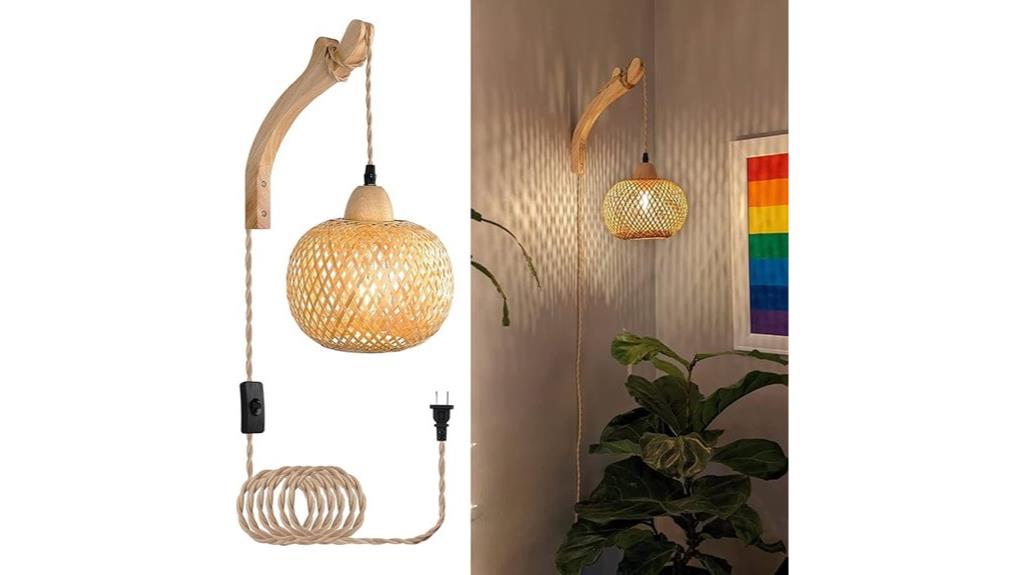 bamboo lantern with wicker