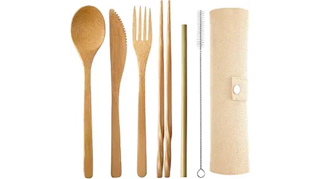 bamboo travel utensil set