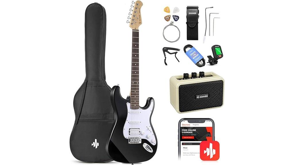 beginner black electric guitar