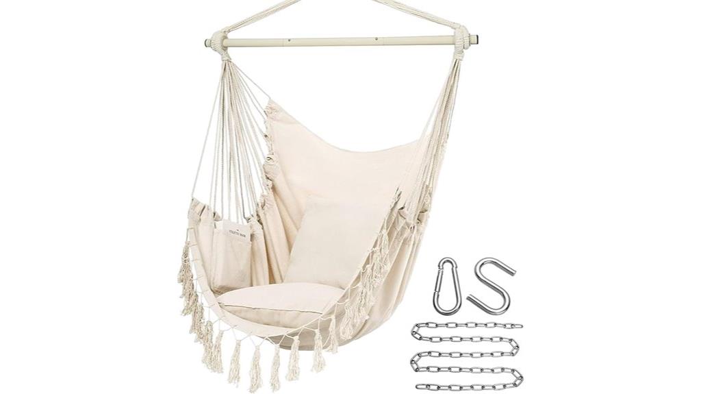 beige hammock chair set