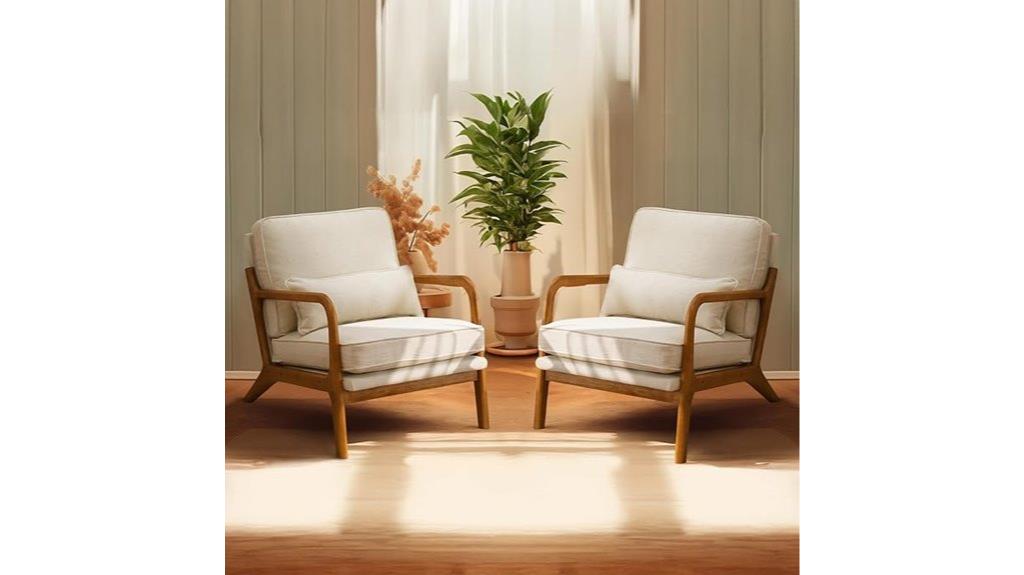 beige mid century lounge chairs