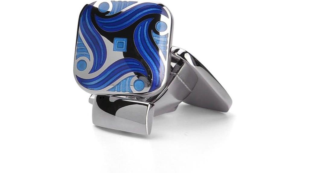 blue enamel square cufflinks