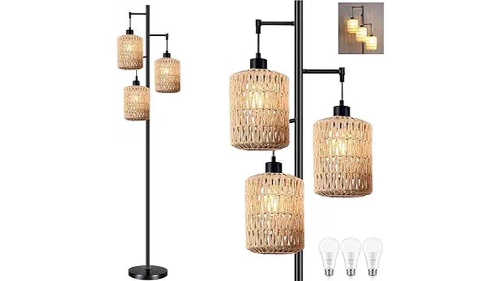 bohemian rattan floor lamp