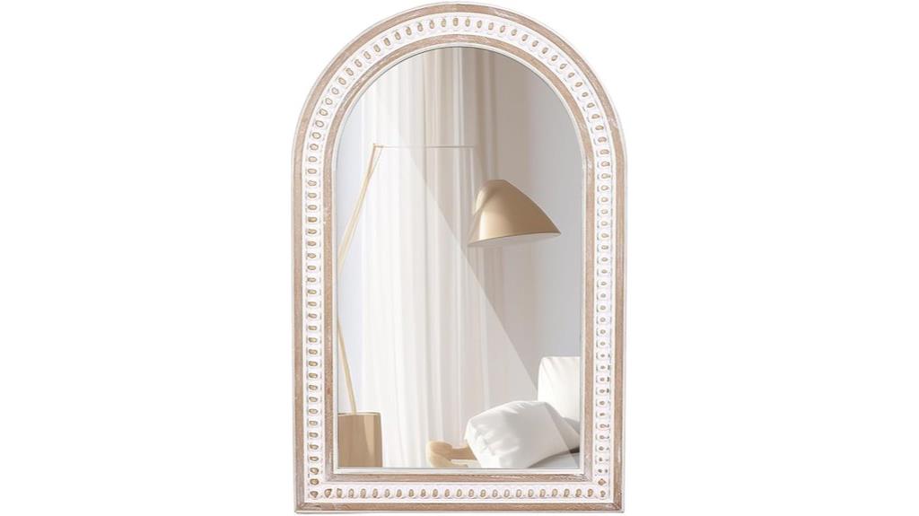 boho beaded wooden mirror