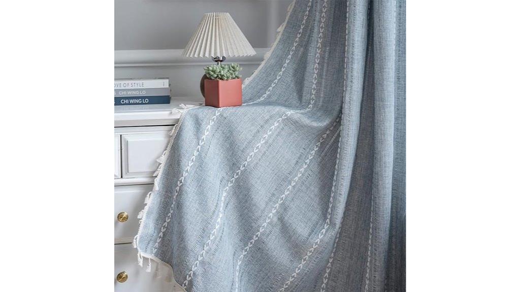 boho blue linen curtains