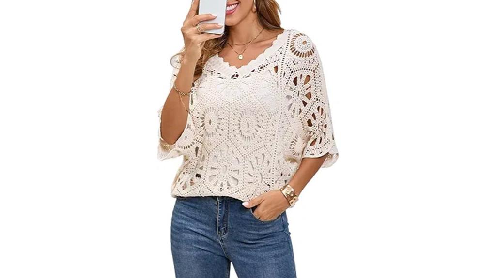 boho crochet v neck top
