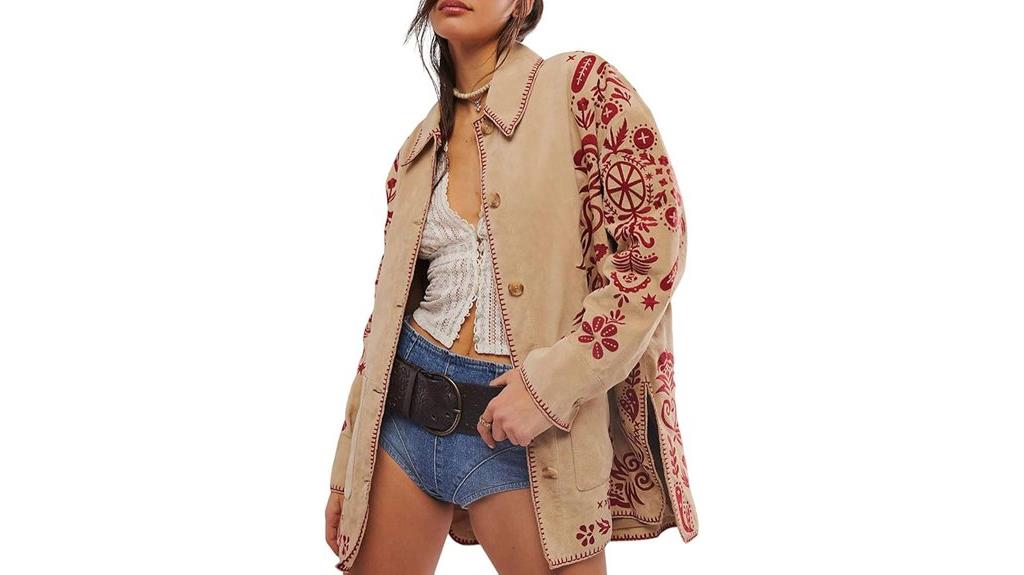 boho embroidered jacket with pockets