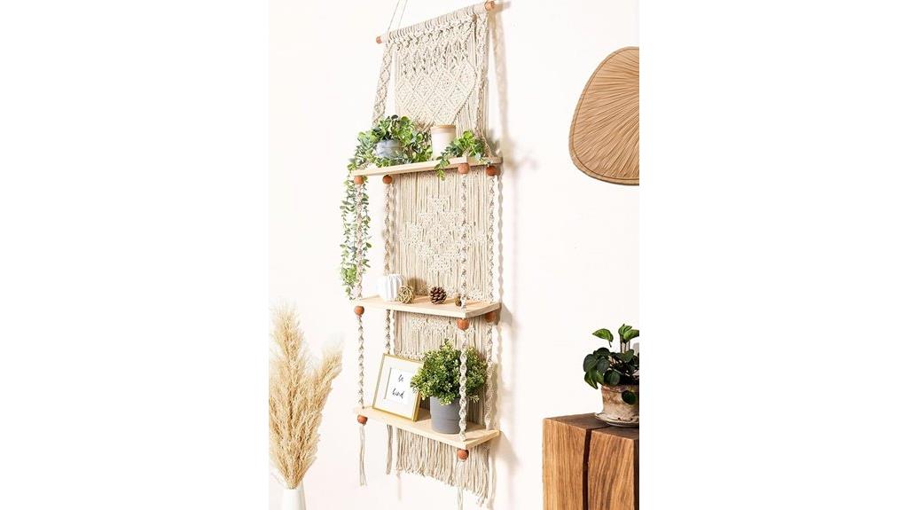 boho macrame plant shelves