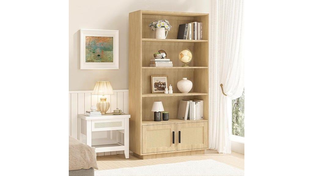boho rattan bookshelf