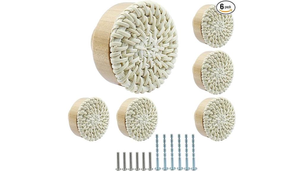 boho rattan drawer handles