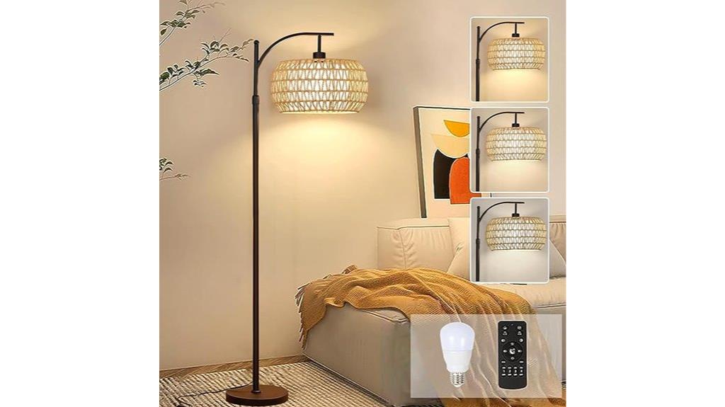 boho rattan floor lamp