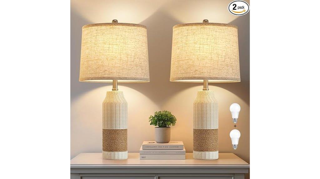 boho rattan lamp set