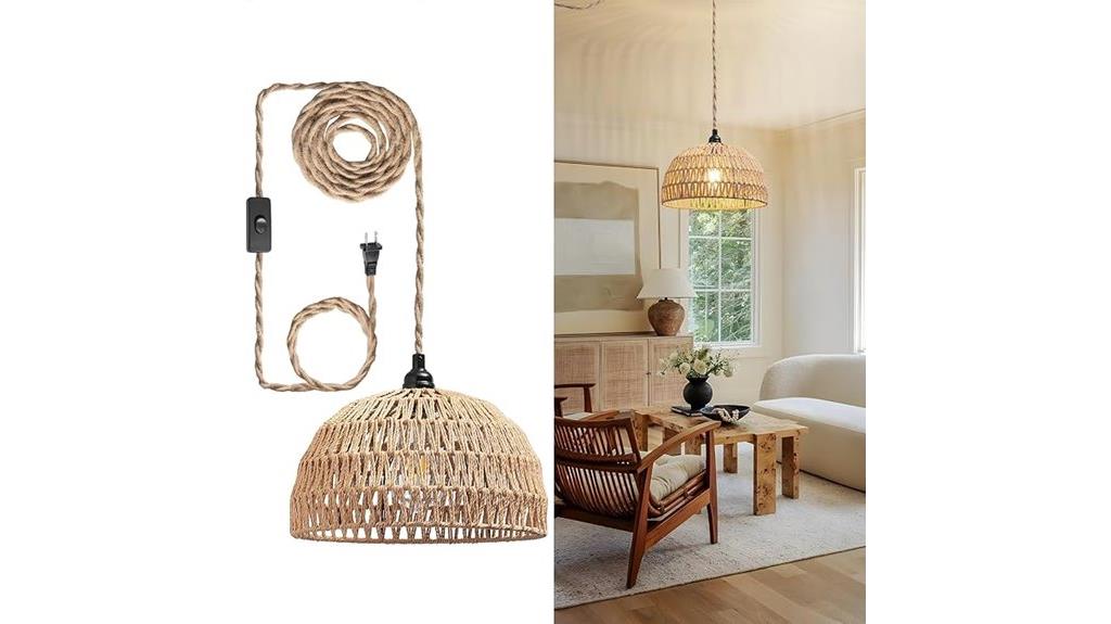 boho rattan pendant light