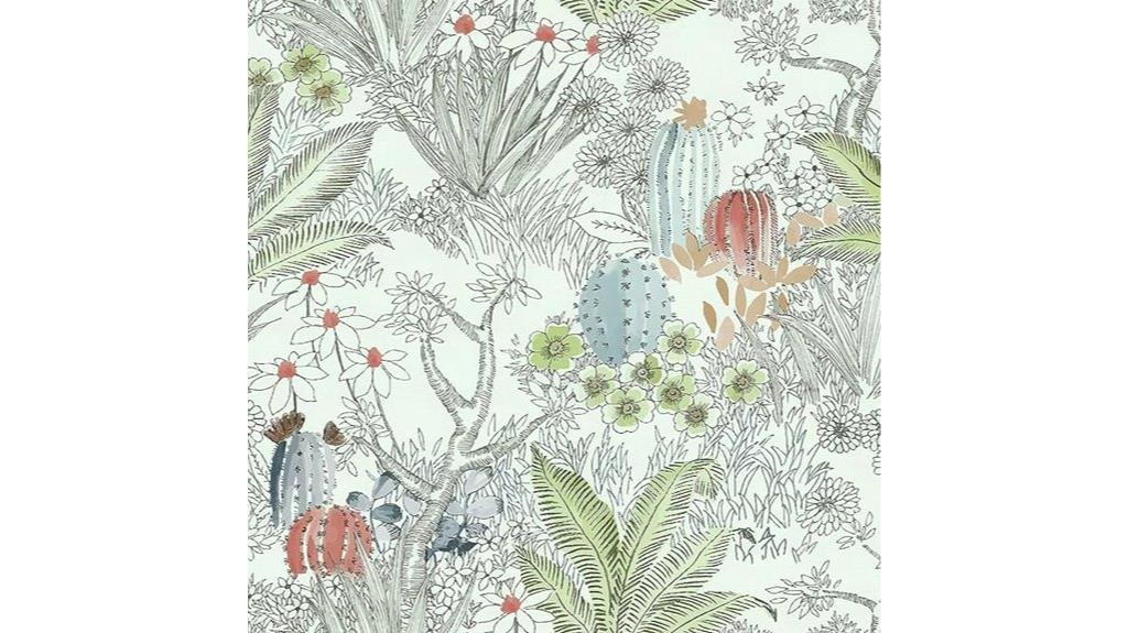 cactus themed adhesive wallpaper