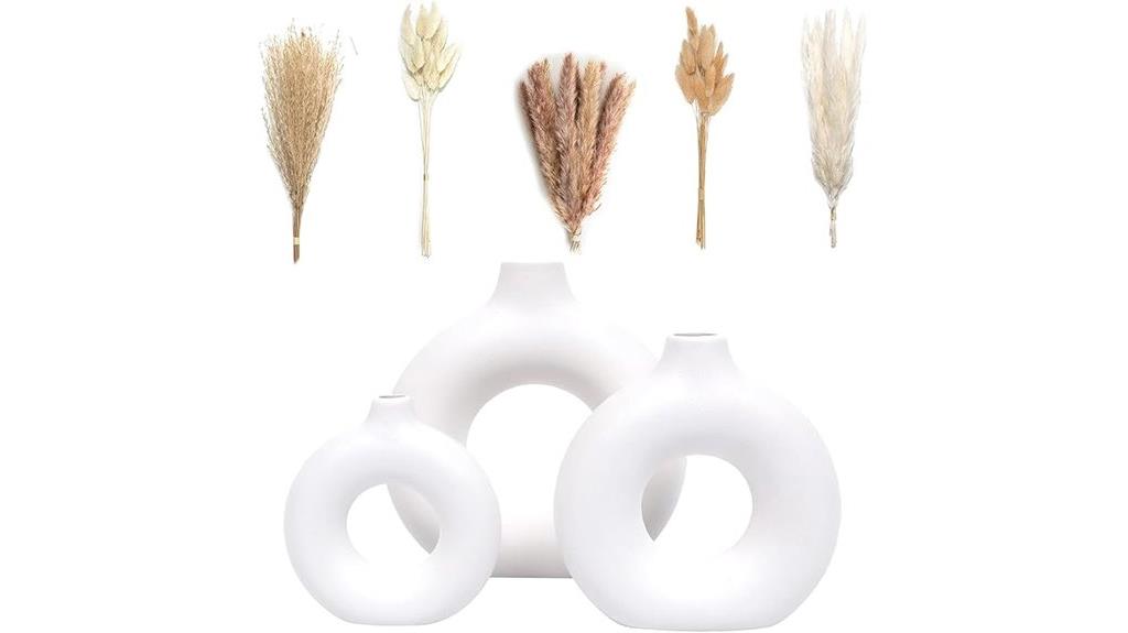 ceramic vases with pampas