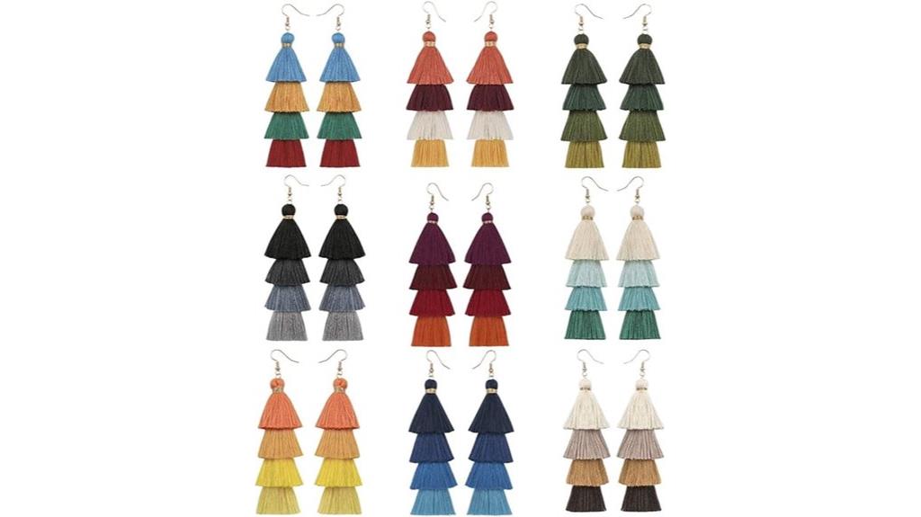 colorful tassel ball earrings