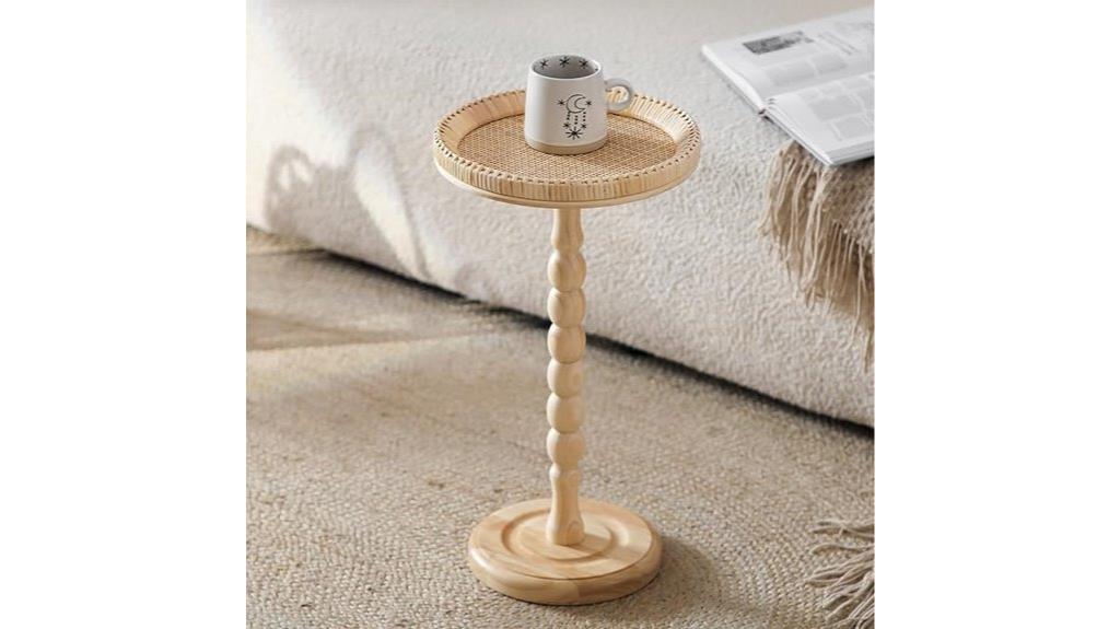 compact rattan side table