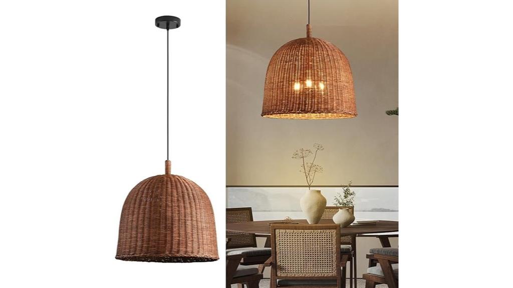 dark rattan pendant light