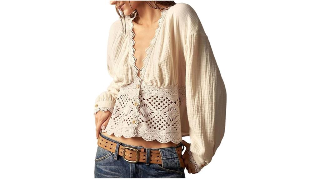 deep v neck crochet top