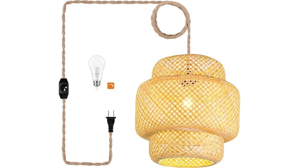 dimmable rattan pendant light
