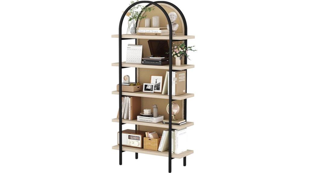 elegant 5 tier arch bookcase