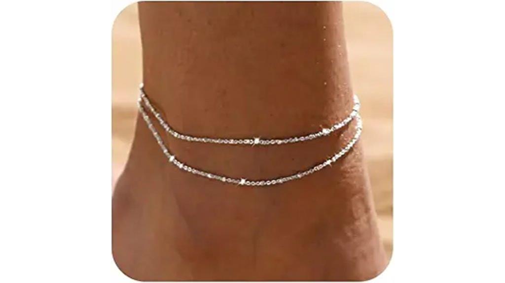 elegant silver evil eye anklets
