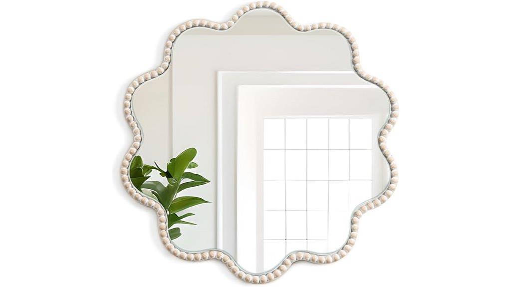 farmhouse round beaded mirror