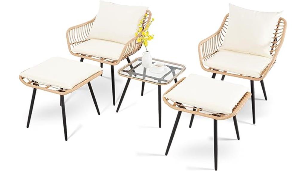 five piece wicker patio set