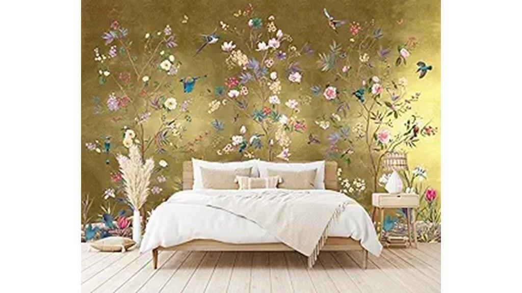 floral birds wall mural