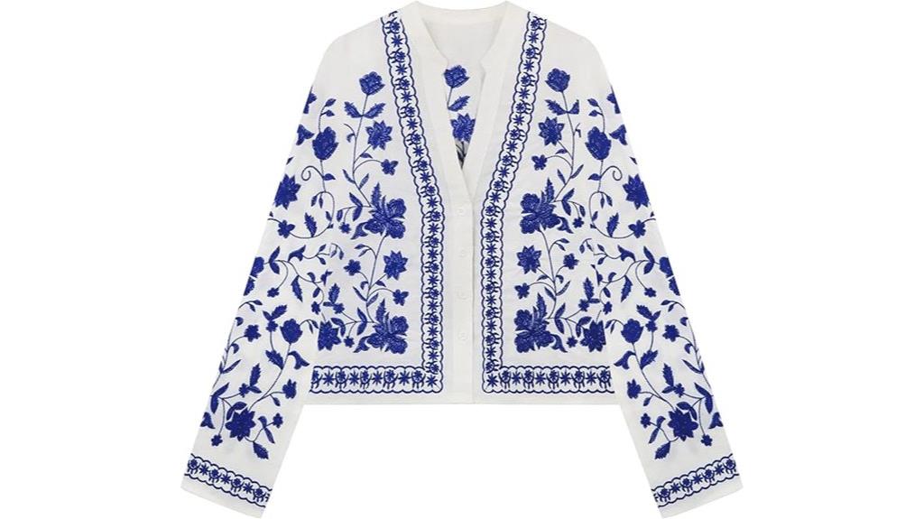 floral embroidered v neck