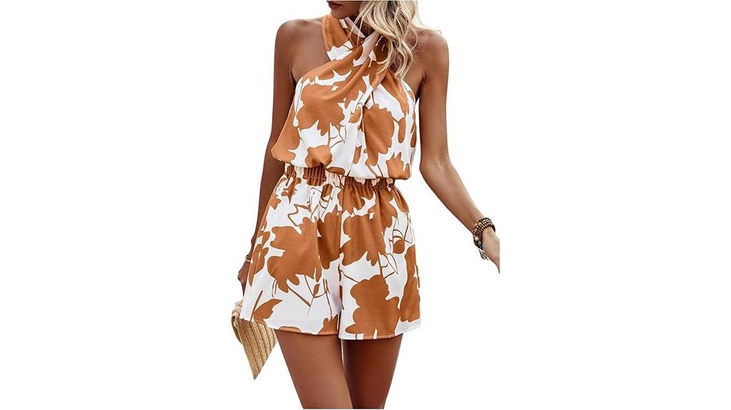 floral halter jumpsuit women