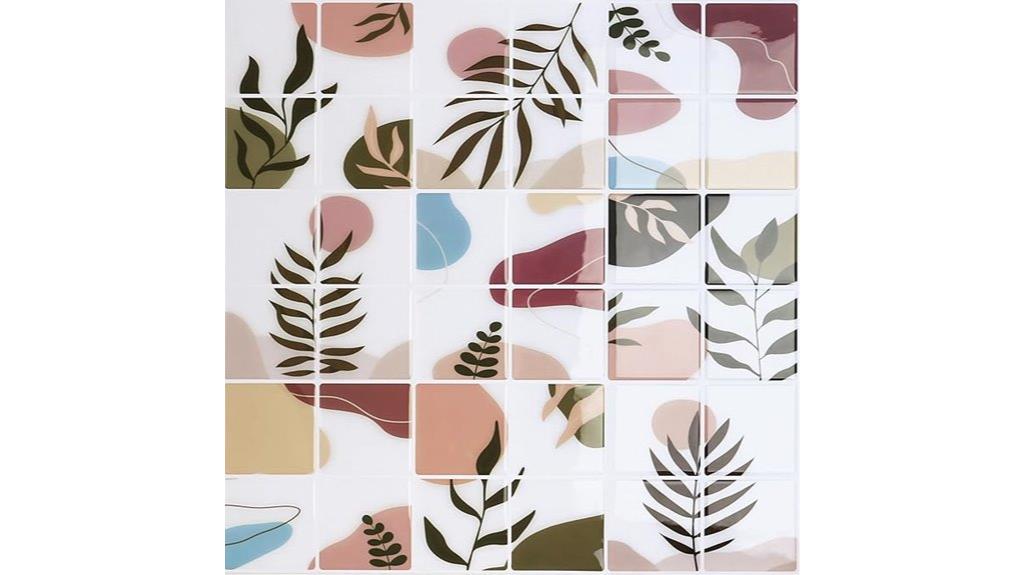 geometric leaf backsplash tiles