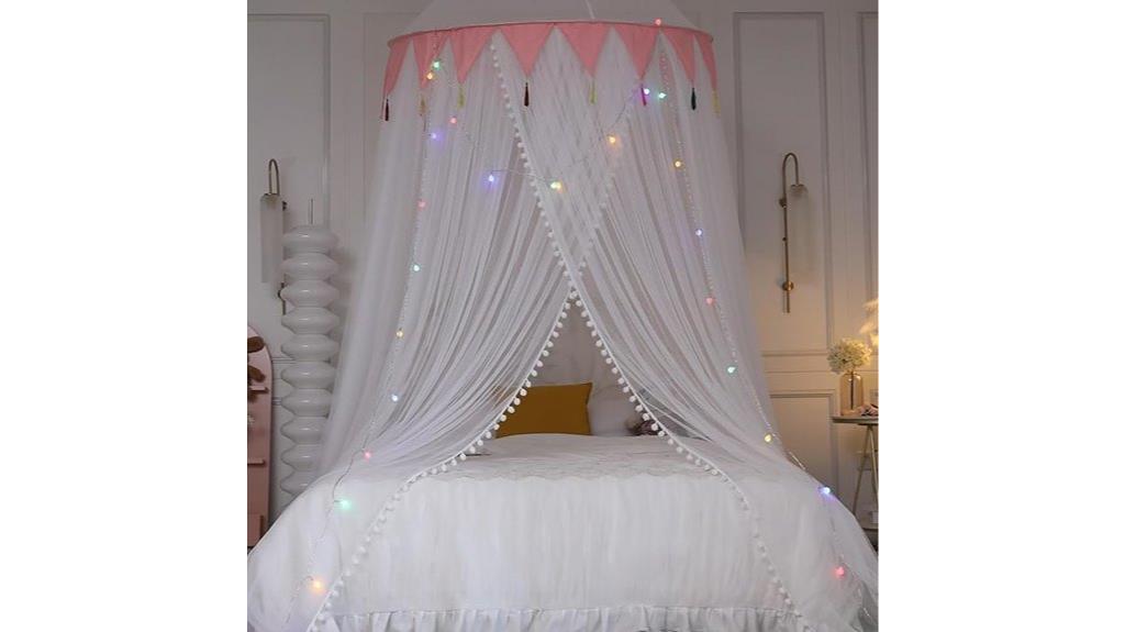 girls bed canopy drapes