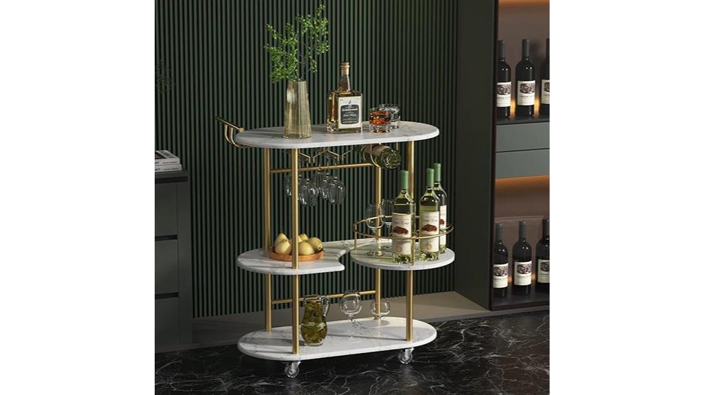 gold colored four tier cart