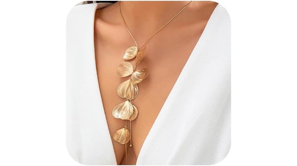 gold leaf necklace for women