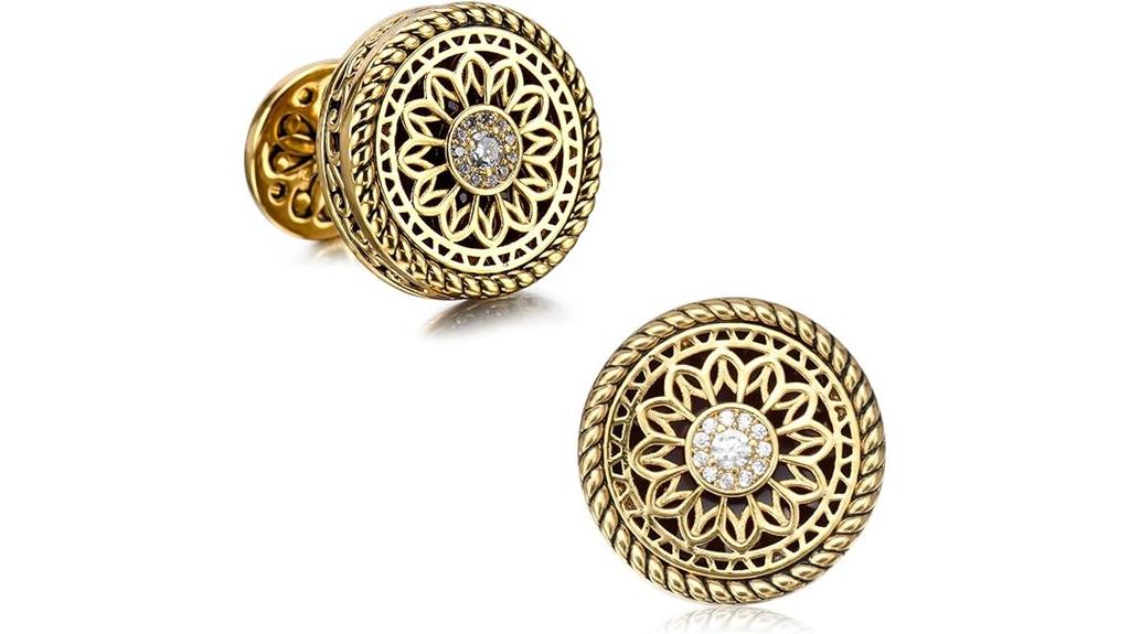gold plated wooden cufflinks
