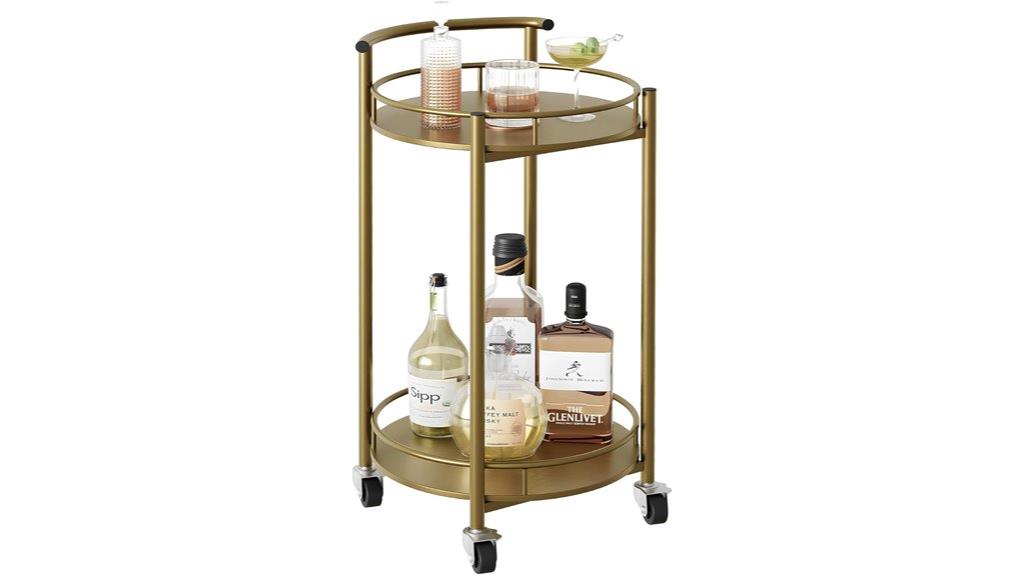 gold two tier bar cart