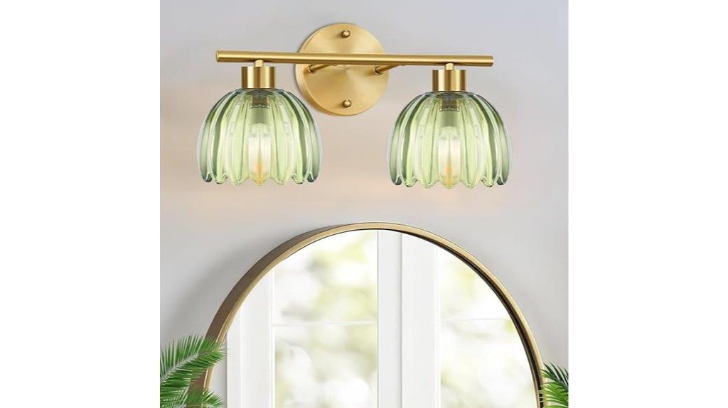 green glass vanity lights