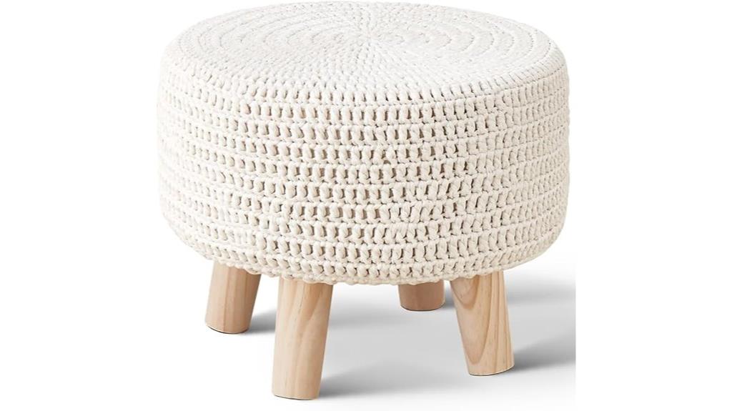 handmade boho wooden ottoman