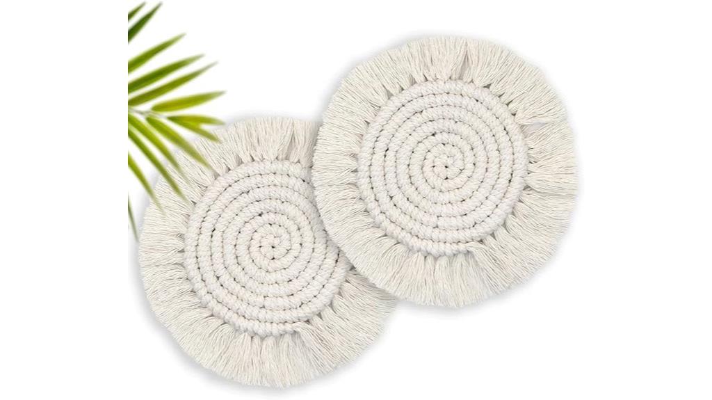 handmade macrame drink coasters