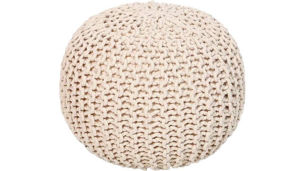 ivory round ottoman