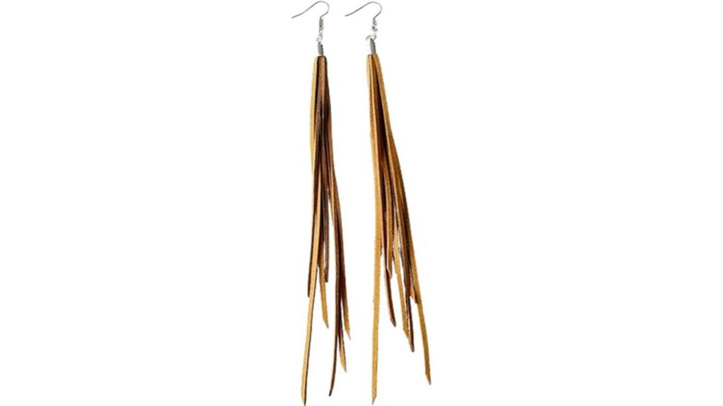 leather feather dangle earrings