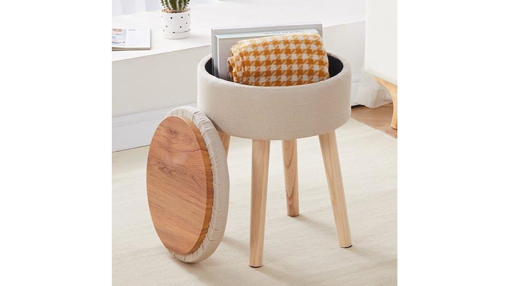 linen ottoman with legs